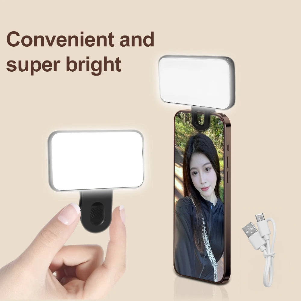 Mini Selfie Fill Light Rechargeable 3 Modes Adjustable Brightness Portable For Mobile Phone Computer LED Fill Light