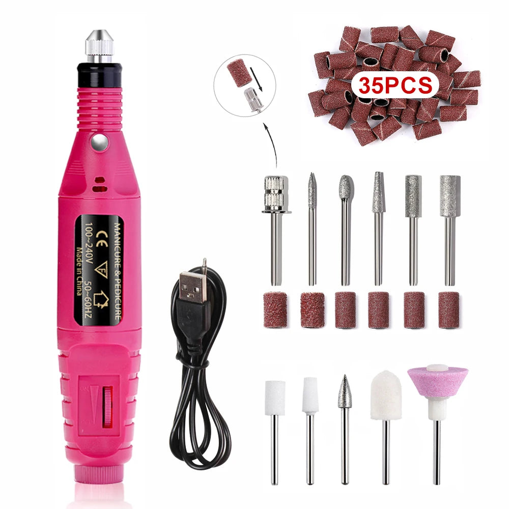 Nail Sander Set Electric Nail Drill Machine Grinding Equipment Milling Cutter For Manicure Pedicure Strong Polishing Tools