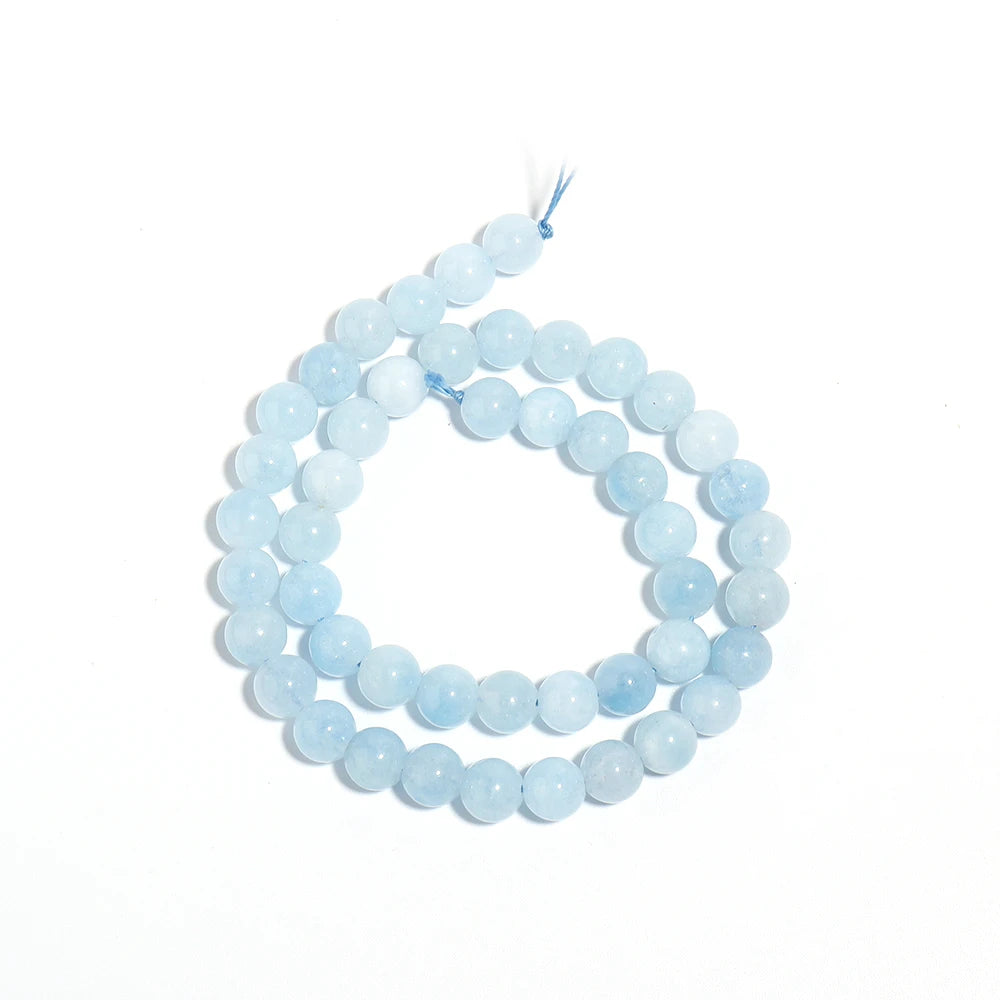 Natural Aquamarines Stone Beads Blue Round Gemstone Bead for DIY Bracelet Necklace Charms Jewelry Making Beaded Accessories