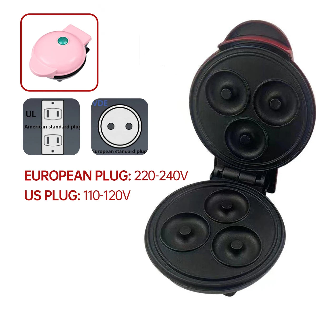 Home Sweet Donut Machine Breakfast Machine Internet Celebrity 3-Hole Cake Pancake Machine Light Food Machine Baking