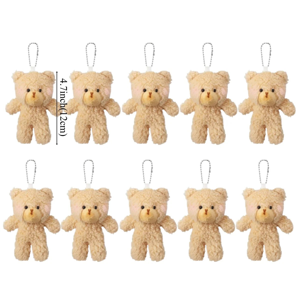 10Pcs/lot Plush Teddy Bears Toys 12cm Cute Animal Stuffed Dolls Kawaii Girl Blush Bear Keychain Christmas Birthday Party Gifts