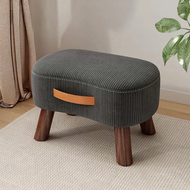 Household Stool Footstool Wood Material Living Room Furniture Wooden Frame Fabric