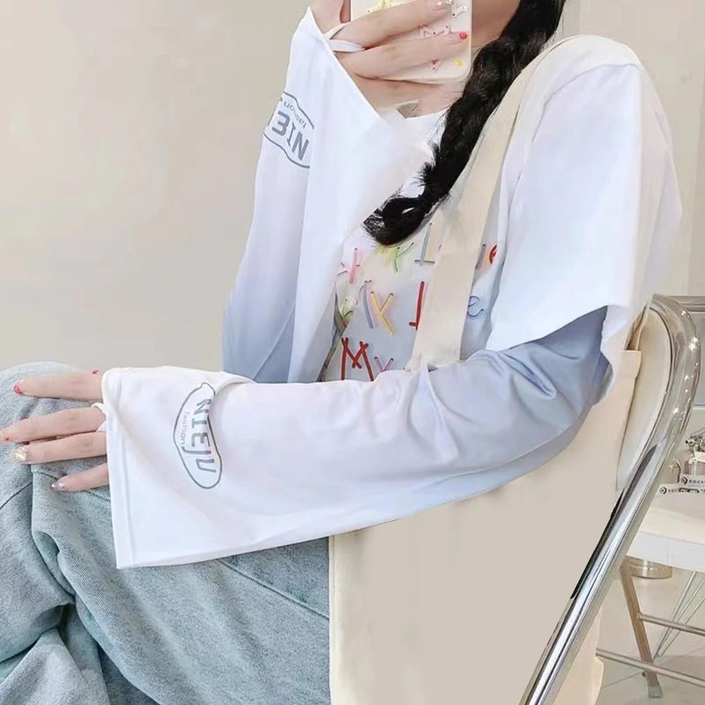 Loose Cycling Arm Sleeves Ice Fabric UV Protection Sunscreen Running Sleeve Outdoor Sport Cycling Arm Warmers Men Women YZL05