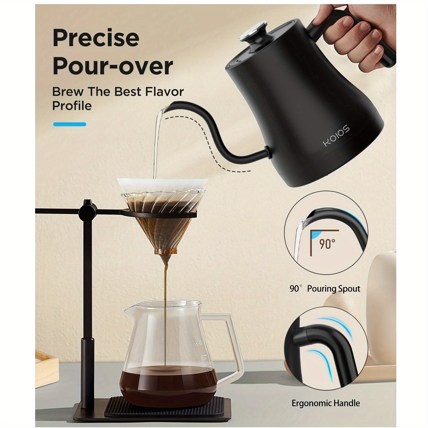 [27oz Rapid Heating Electric Kettle] Gooseneck Electric Kettle With Temperature Control, 27oz Rapid Heating Electric Kettle For Pour Over Coffee/Tea, Auto Shut Off & Boil-Dry Protection, 4H Keep Warm, Stainless Steel Inner, M