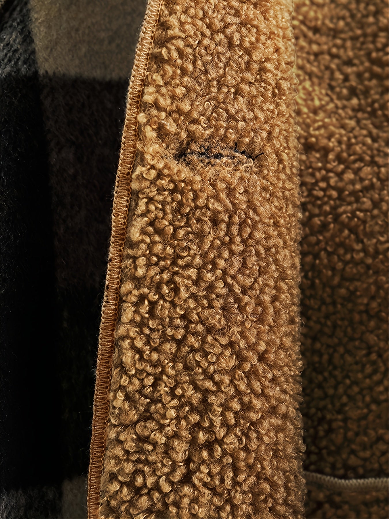 Boys' Cozy Fleece-Lined Plaid Jacket with Button Front, Pockets & Hood - Long Sleeve Casual Winter Coat for Fall/Winter, Brown & Black Checkered Pattern, Cozy Outerwear, Durable Outerwear