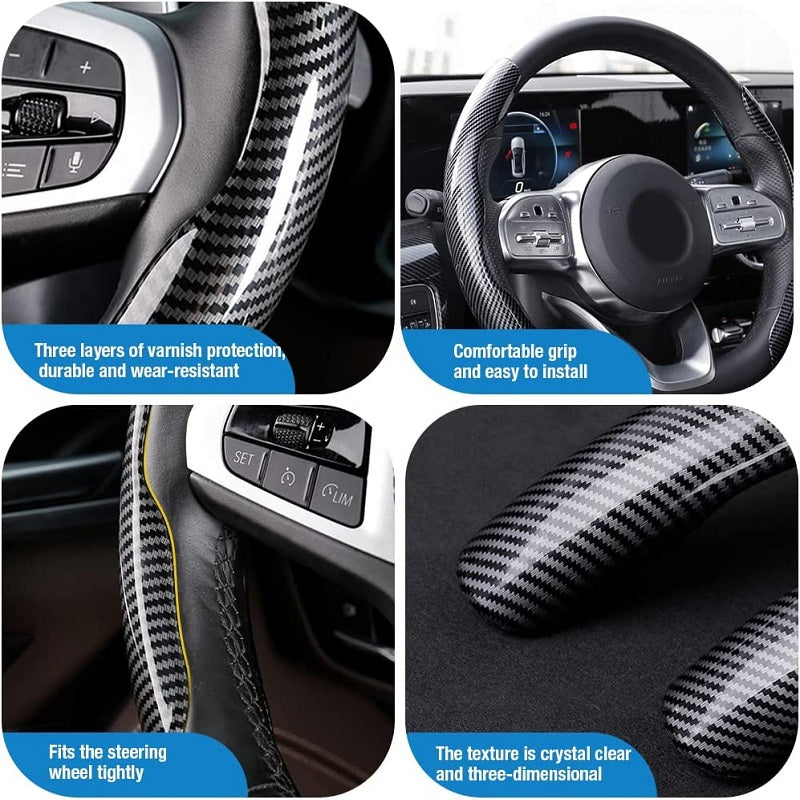 Upgrade Your Driving Experience With A Non-Slip Carbon Fiber Steering Wheel Cover!