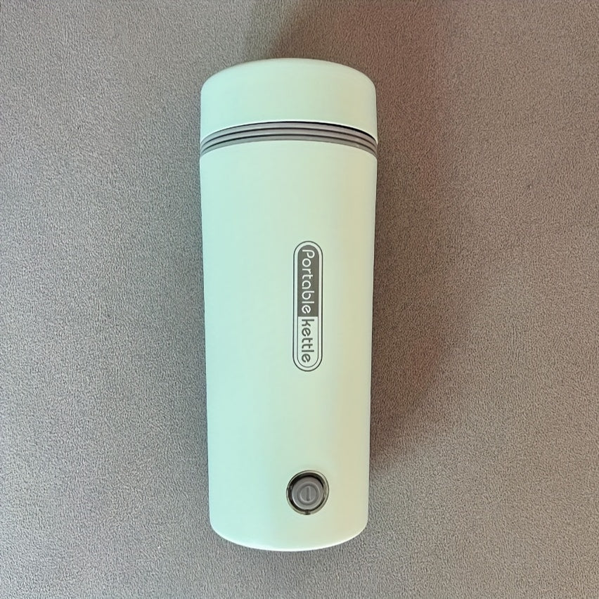 Compact 300W Stainless Steel Electric Kettle - Leak-Proof & Fast Boiling, Portable with Insulated Cup for Travel, White with Black Accents, US Plug, Portable Kettle