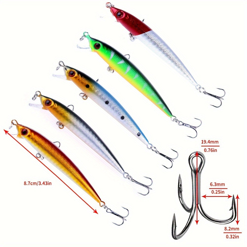 [56pcs Fishing Lures Kit] 56pcs Fishing Lures Kit | Crankbait Tackle Minnow Popper Pencil Swimbaits Hook Hard Baits Set for Pike Carp Bass Freshwater Saltwater | Christmas Gift for Man