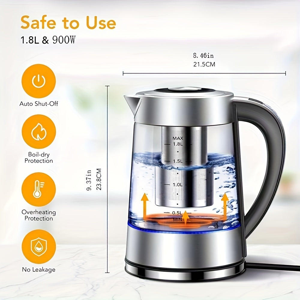 Electric Kettle, 60.87oz Electric Glass Kettle With 12 Temperature Controls, 24-Hour Keep-Warm, Stainless Steel Filter And Inner Lid, Glass Kettle For Coffee, Tea, And Powdered Milk.