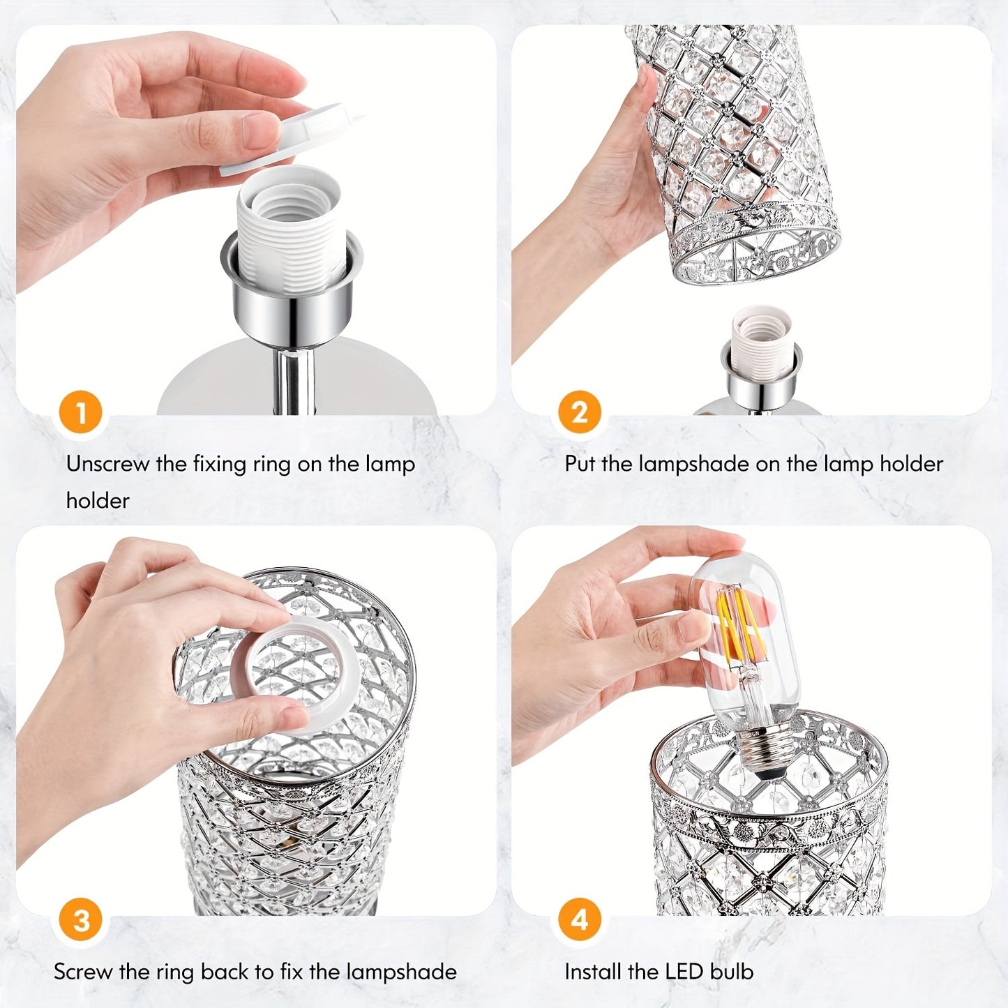 Touch Control Crystal Table Lamp Set of 2 Bedside Nightstand Lamps with 2 USB Charging Ports, 3-Way Dimmable, K9 Crystal Decorative Desk Lamp for Bedroom, Girls Guest Room, Living Room, Bulbs Included