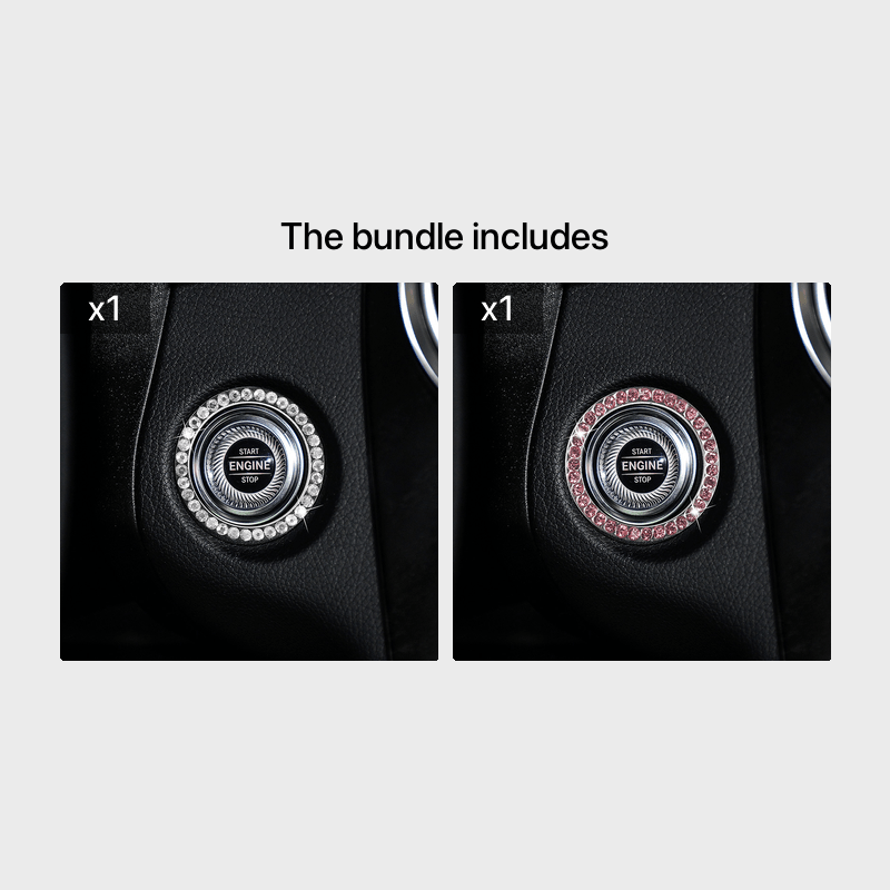 Zinc Alloy Ignition Button Cover with Sparkle Effect - "START STOP" Design, Plated, Easy Installation, Fits Most Vehicles, Ignition System Upgrade | Sparkling Button Cover | Glossy Finis