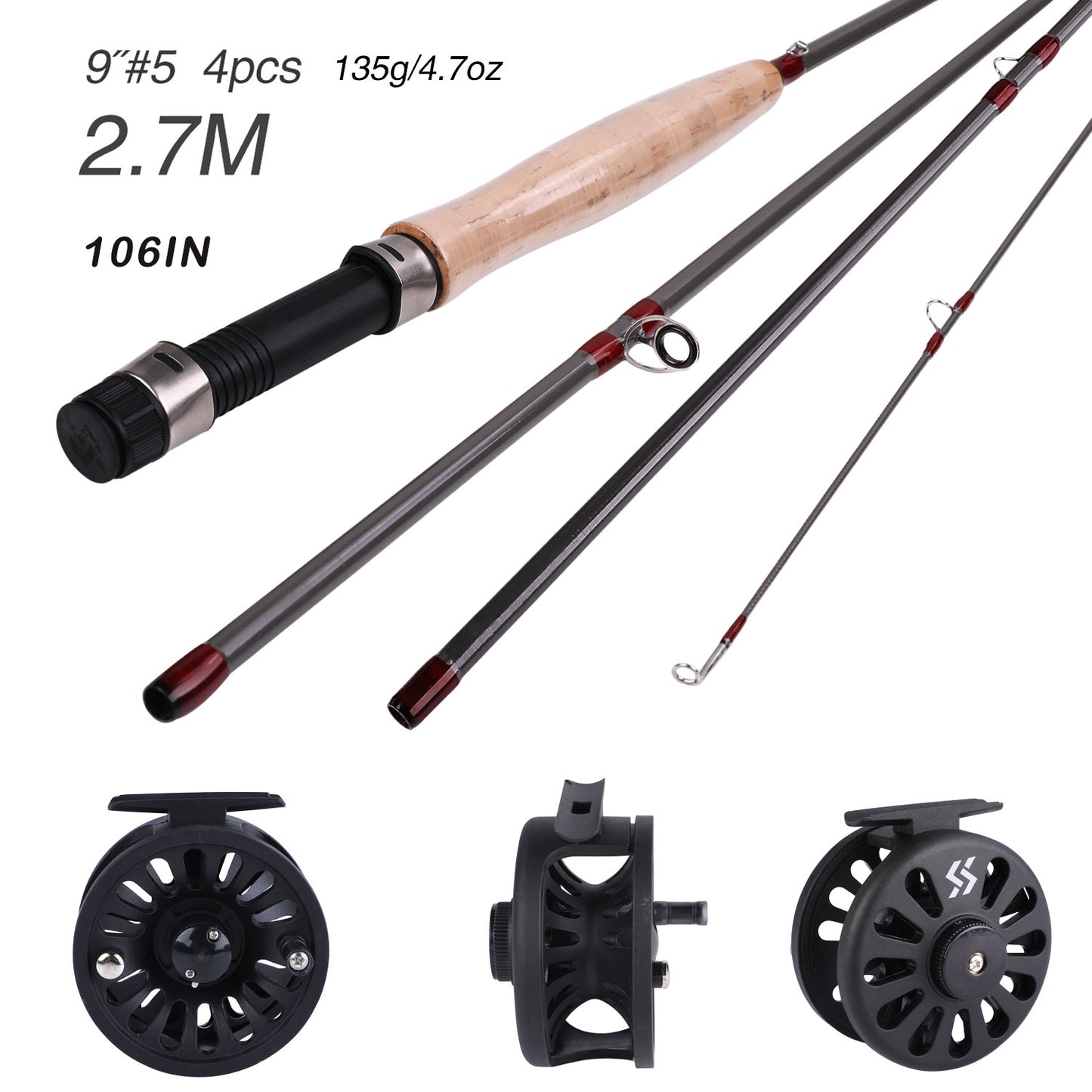 Sougayilang Fly Fishing Rod Reel Set Fly Fishing Pole with Reel Combo Fly Tackle