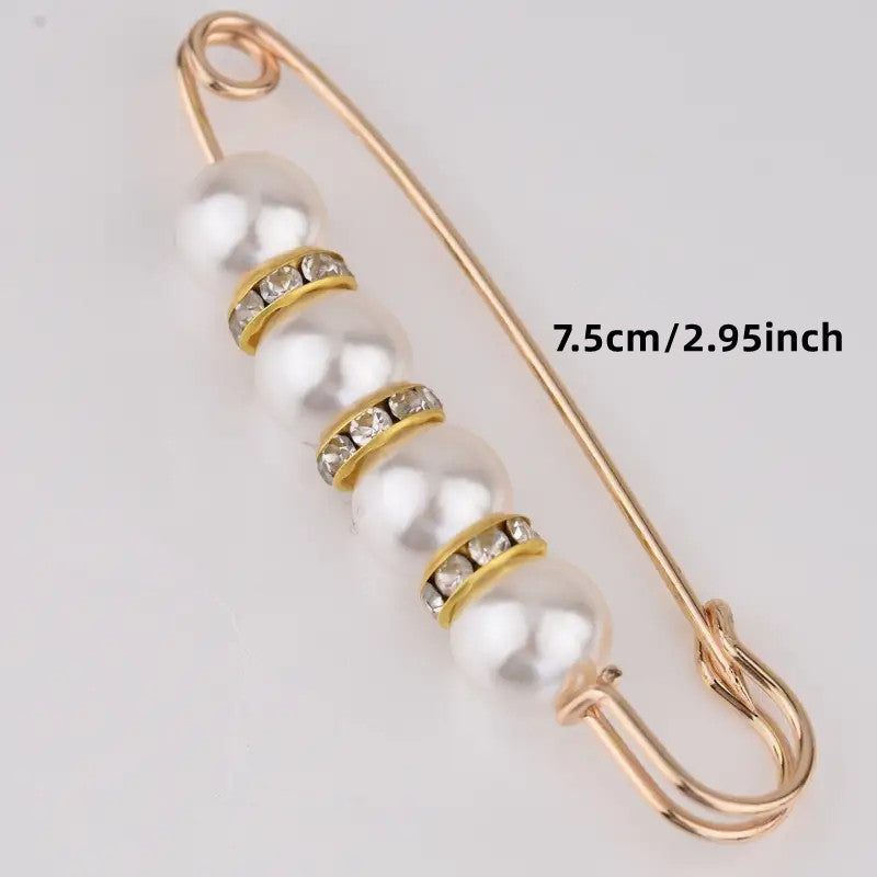 Sweater Shawl Clips Faux Pearl Brooch Pins Clothing Dress Pants Skirt Waist Decorative Collar Safety Pins For Women