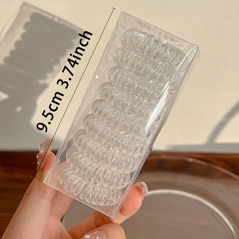 9 Pcs Spiral Hair Ties No Crease, Coil Hair Ties, Phone Cord Hair Ties, Women Ponytail Holder Elastics