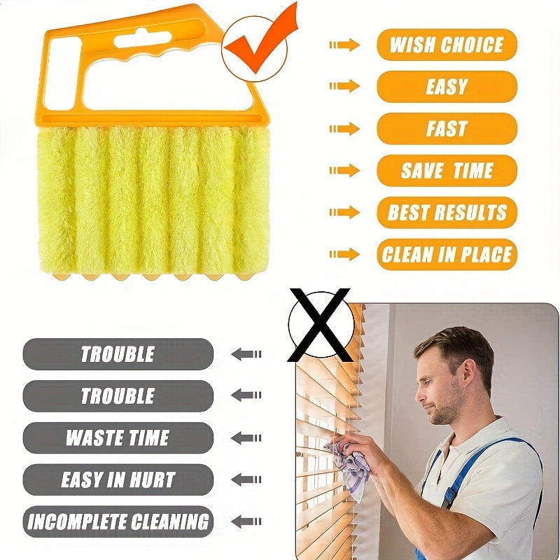 [Washable Window Brush] 1pc Washable Window Cleaning Brushes | Microfibers For Effortless Dust Collection And Blinds Cleaning