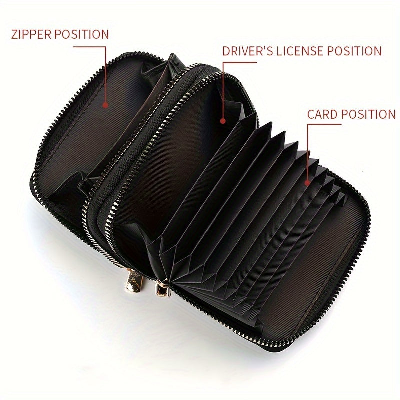 Stylish Womens Double Zipper Wallet - Compact Short Card Holder with Large Capacity, Practical Coin Purse for Everyday Use