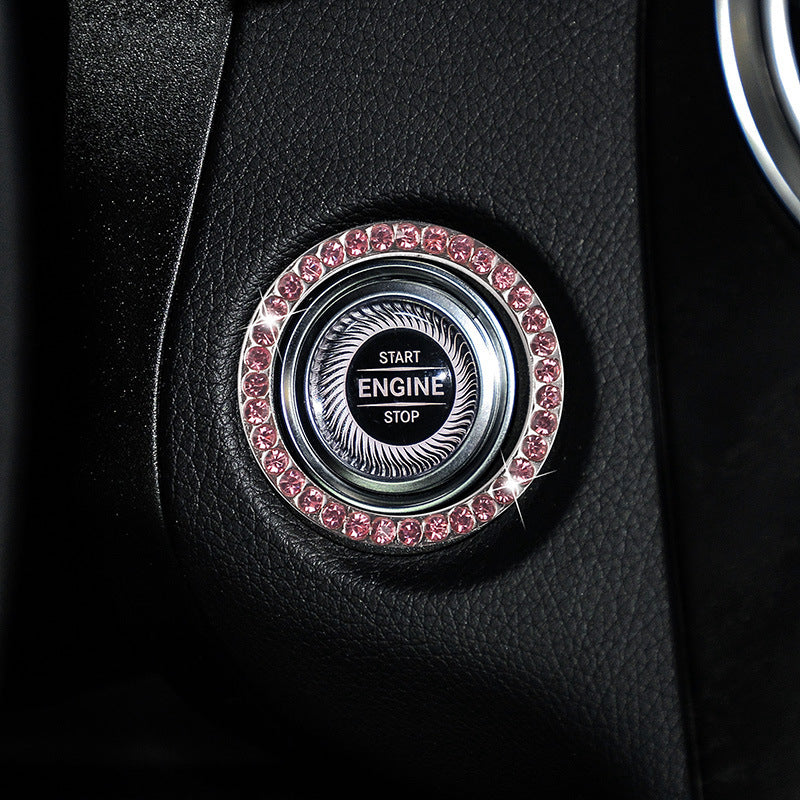 Zinc Alloy Ignition Button Cover with Sparkle Effect - "START STOP" Design, Plated, Easy Installation, Fits Most Vehicles, Ignition System Upgrade | Sparkling Button Cover | Glossy Finis