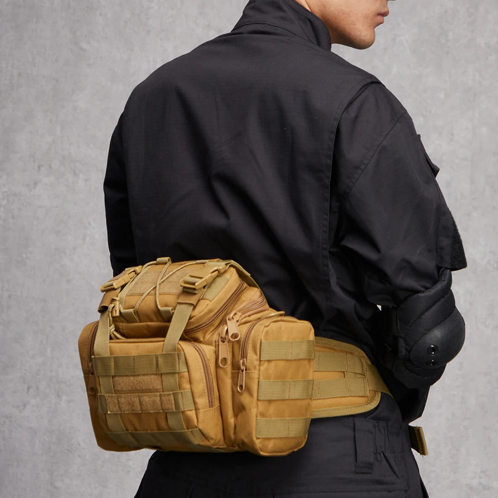 Outdoor Tactics Universal MOLLE Camo Fanny Pack Waterproof Hunting Fishing Bag Adjustable Cross-Body Luggage Camera Bag