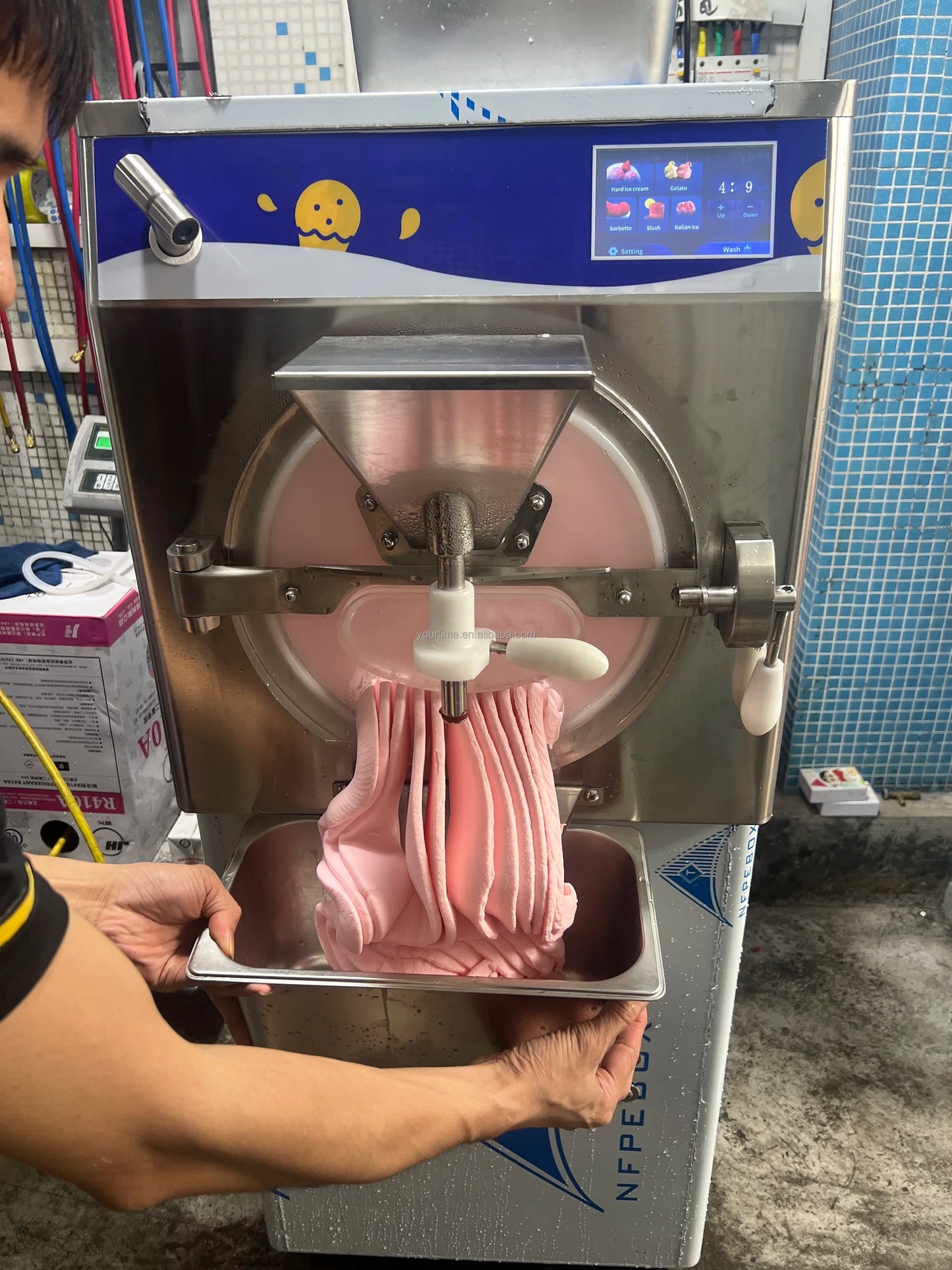 For USA Stock 5 Program Hard Ice Cream Machine Snack Equipment Automatic Artisan Gelato/Italian Ice Creme Machine