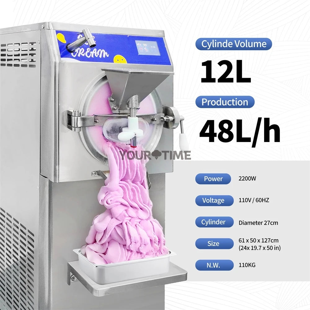 For USA Stock 5 Program Hard Ice Cream Machine Snack Equipment Automatic Artisan Gelato/Italian Ice Creme Machine