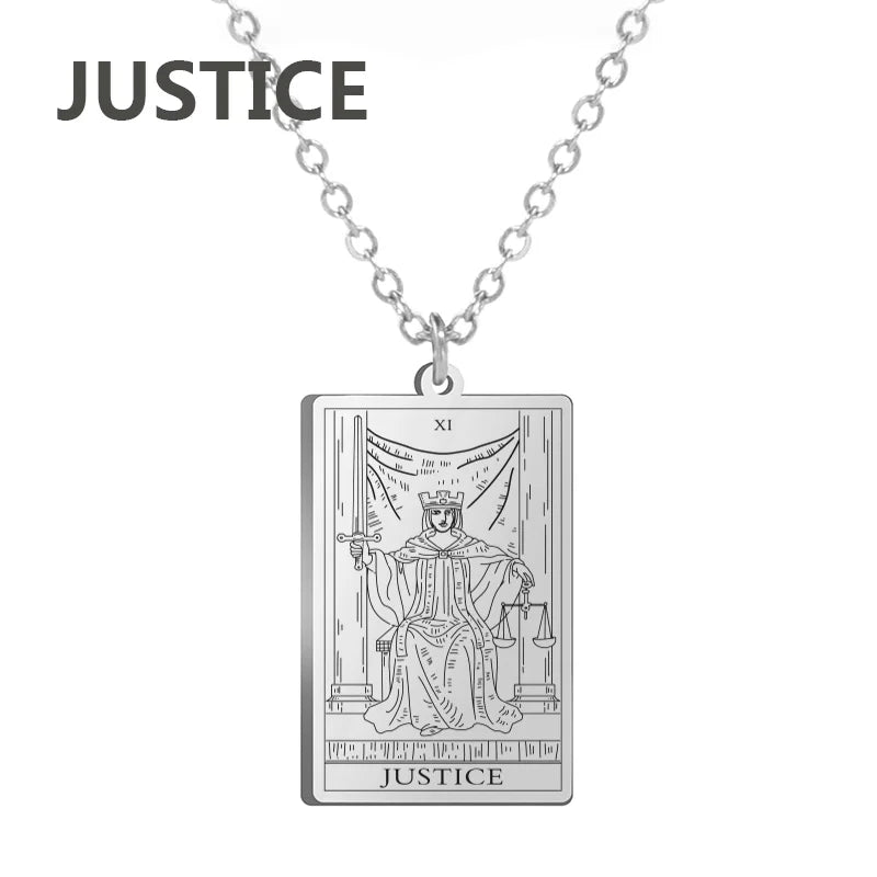 Dawapara Tarot Cards Necklace Women Stainless Steel Necklace Wealth Amulet Classic Tarot Major Arcana Divination Charm Jewelry