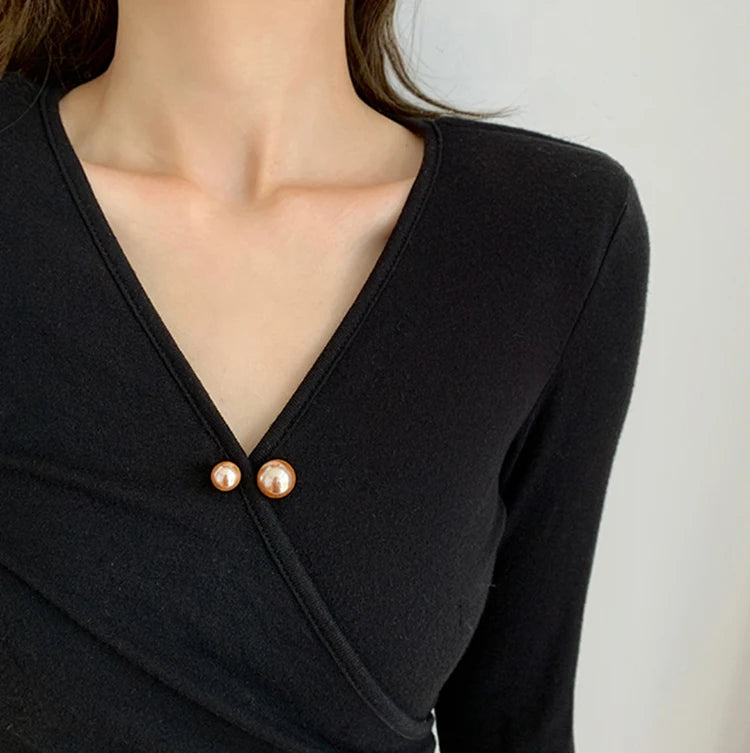 Pearl Brooches Set Waist Buckle Cardigan Jeans Button Brooch Pins Women Sweater Coat Anti Fall Pearls Clothes Pin Decoration