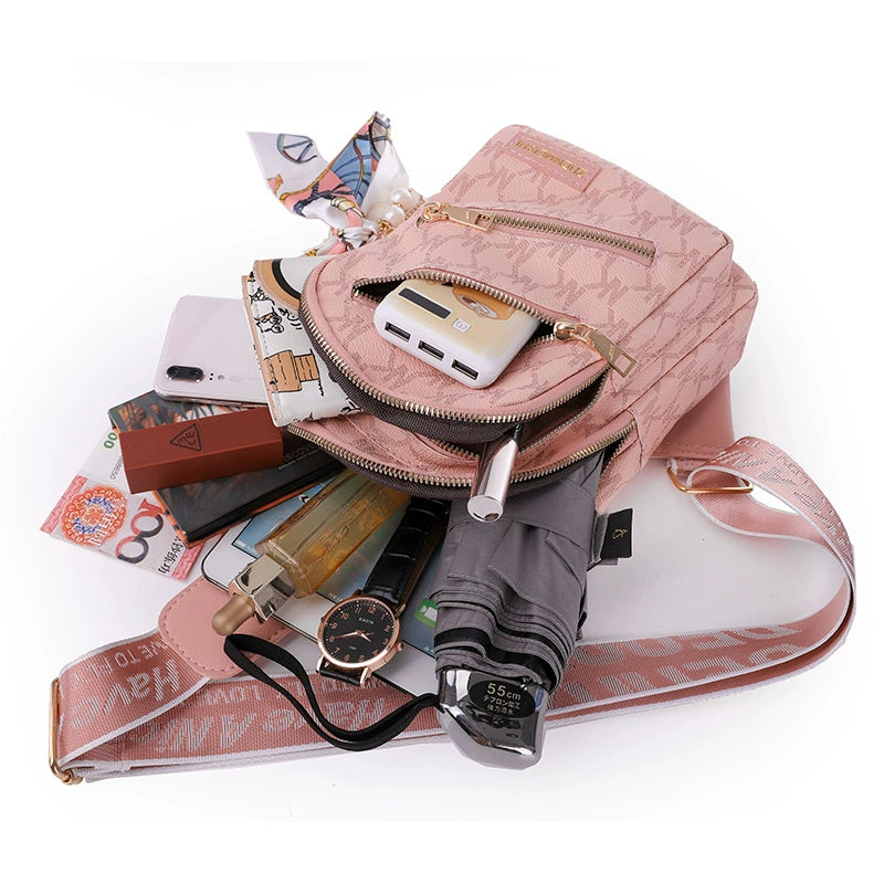 Casual Women's Soft Leather Shoulder Chest Bag