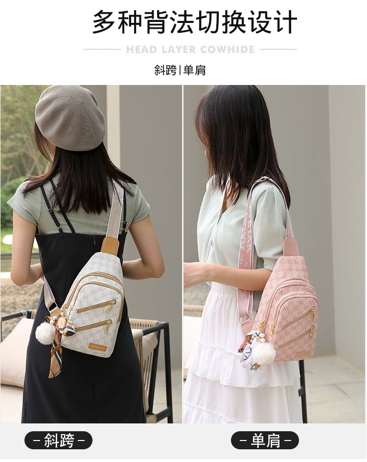 Casual Women's Soft Leather Shoulder Chest Bag