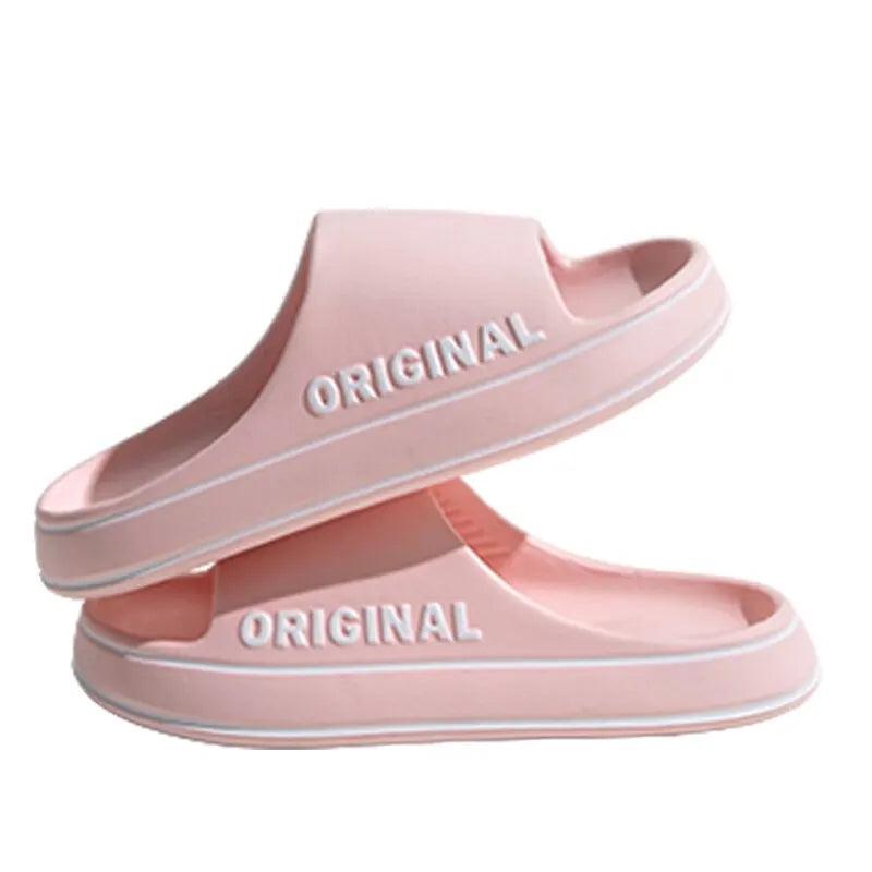 Feslishoet Letter Beach Slides Solid Color Women/Men Thick Sole Indoor Bathroom Anti Slip Sandals