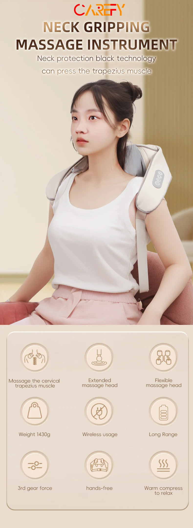Neck And Shoulder Massager Wireless Shoulder And Back Kneading Massage Shawl Trapezius Neck Cervical masajeador