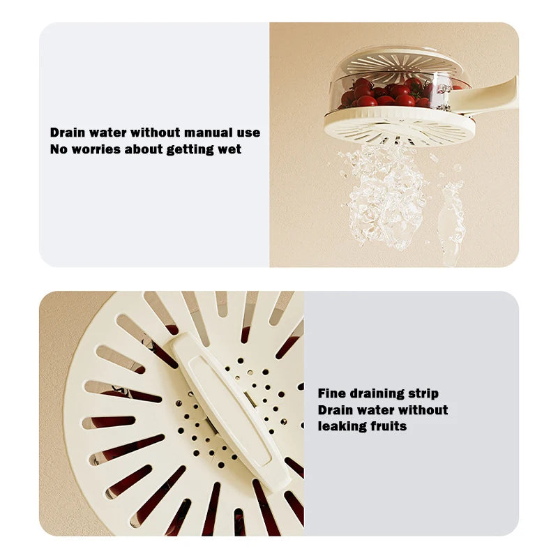 Fruit Strainer 2 In 1 Drainer And Strainer Multi-function Drain Basket Fruit Vegetable Washing Basket With Lid Drainer Tool Bowl