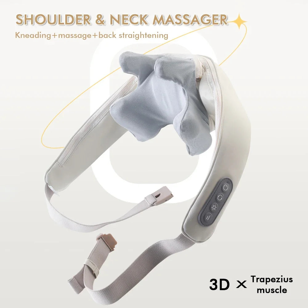 Wireless Neck And Back Massager Shoulder Kneading Massage Shawl Cervical Relaxing Trapezius Massager