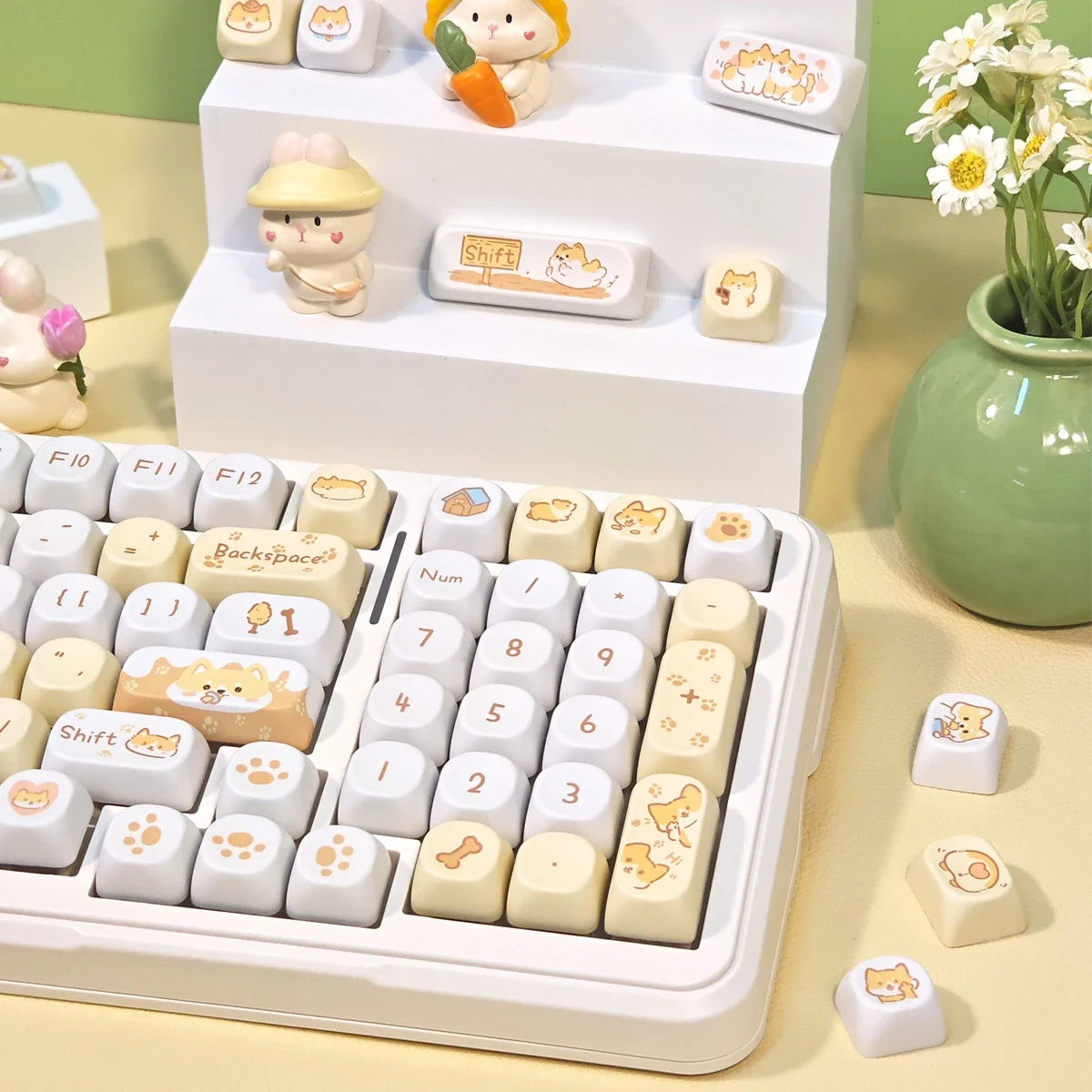 95 Keys artoon Cute Puppy Cat Kitty Keycaps GMK PBT Keycap MOA Profile Dye Sublimation For  DIY Mechanical Keyboard Girls Gift