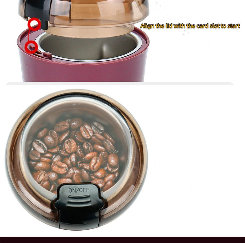 Household electric grinding machine. Household dry grinder, portable coffee machine for grains and miscellaneous grains, grinder