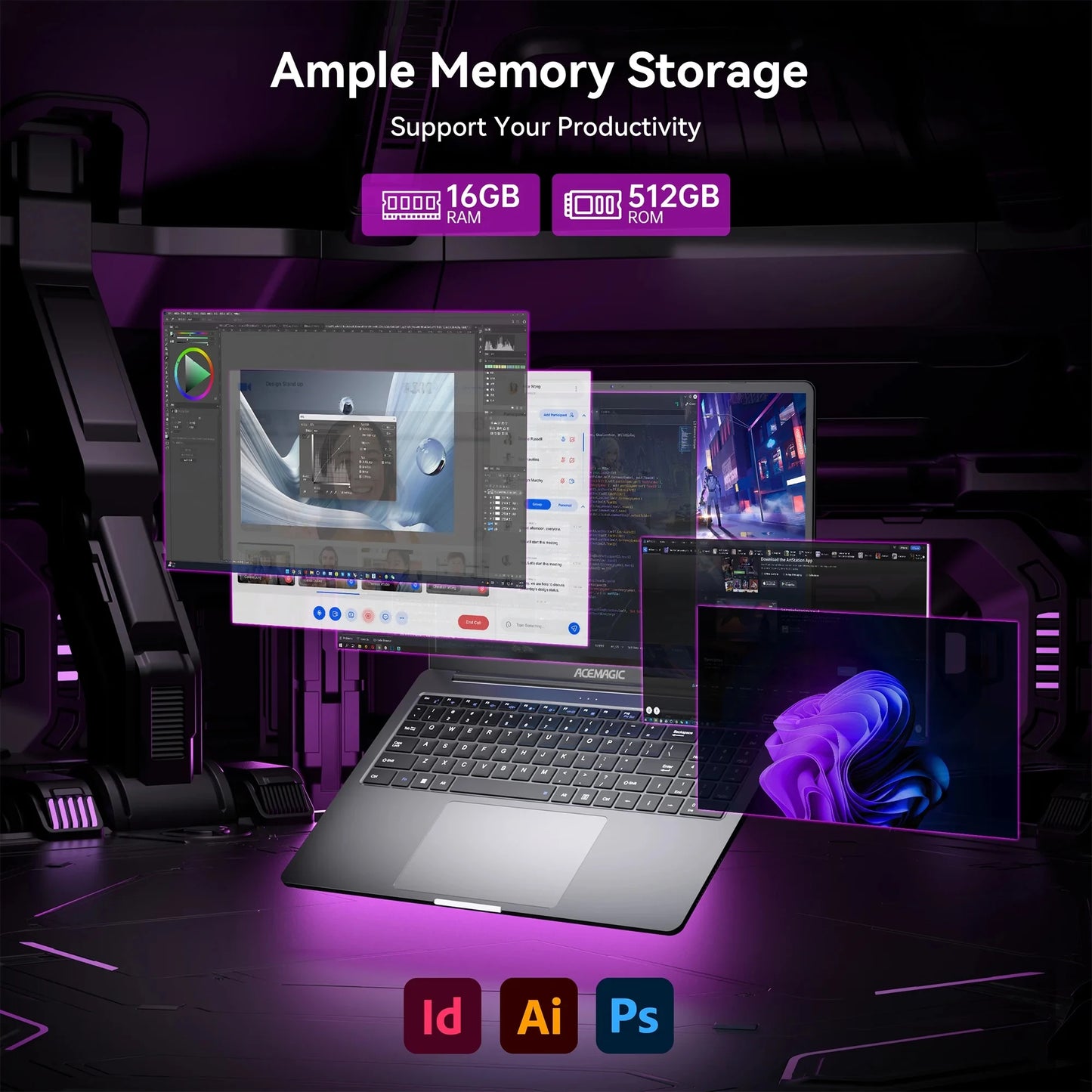 ACEMAGIC Laptop 16inch FHD Laptop Intel Alder Lake N97 16GB RAM 512GB SSD Windows 11 Pro Notebook 180° Flip Computer Wifi6 BT5.2