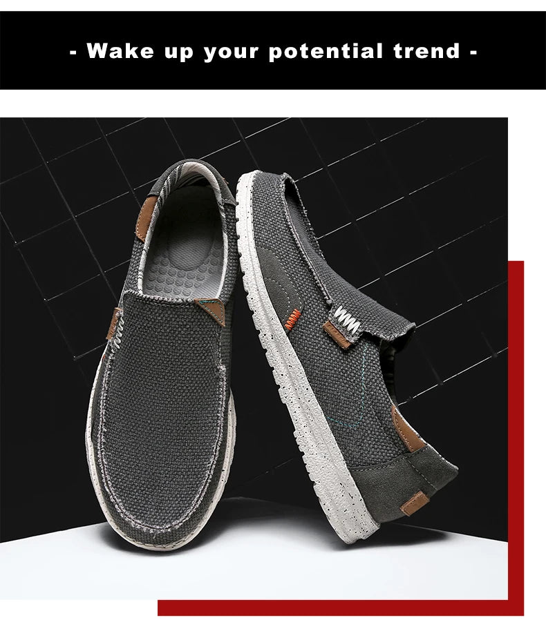 Summer Breathable Sneakers Men Canvas Shoes Slip On Loafers Men Comfty Casual Men Shoes Lightweight Flats Men Walking Zapatos