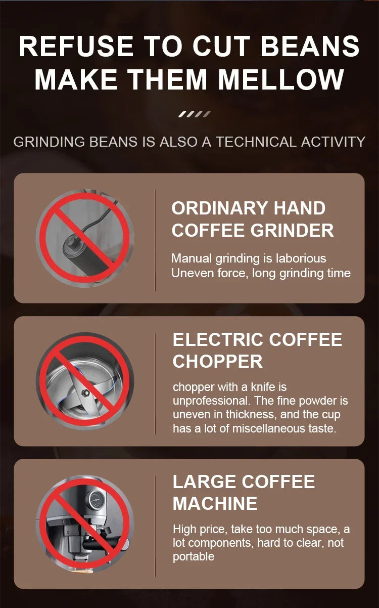 New Professional Portable Electric Coffee Grinder 1800mAh Strong Power Fast Bean Grinding Charging Low Noise Powder