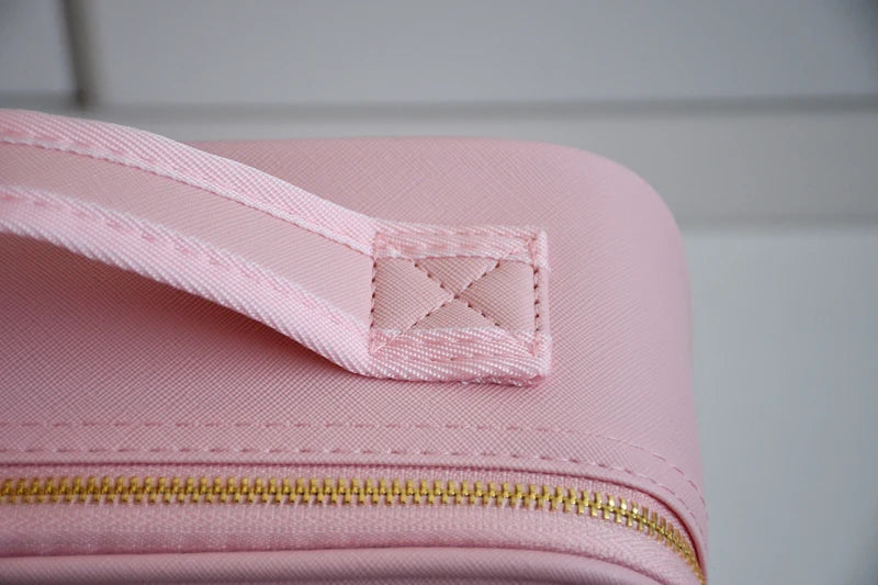 New LED Lighted Cosmetic Case with Mirror Waterproof PU Leather Portable Travel Makeup Storage Bags