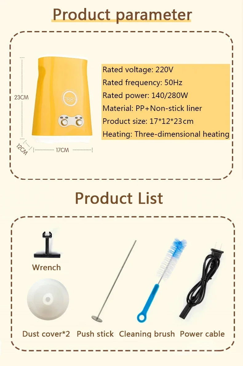 Automatic Rising Electric Egg Roll Maker Cup Breakfast Single/Double Omelette Master Fried Eggs Sausage Roller Boiler Machine EU