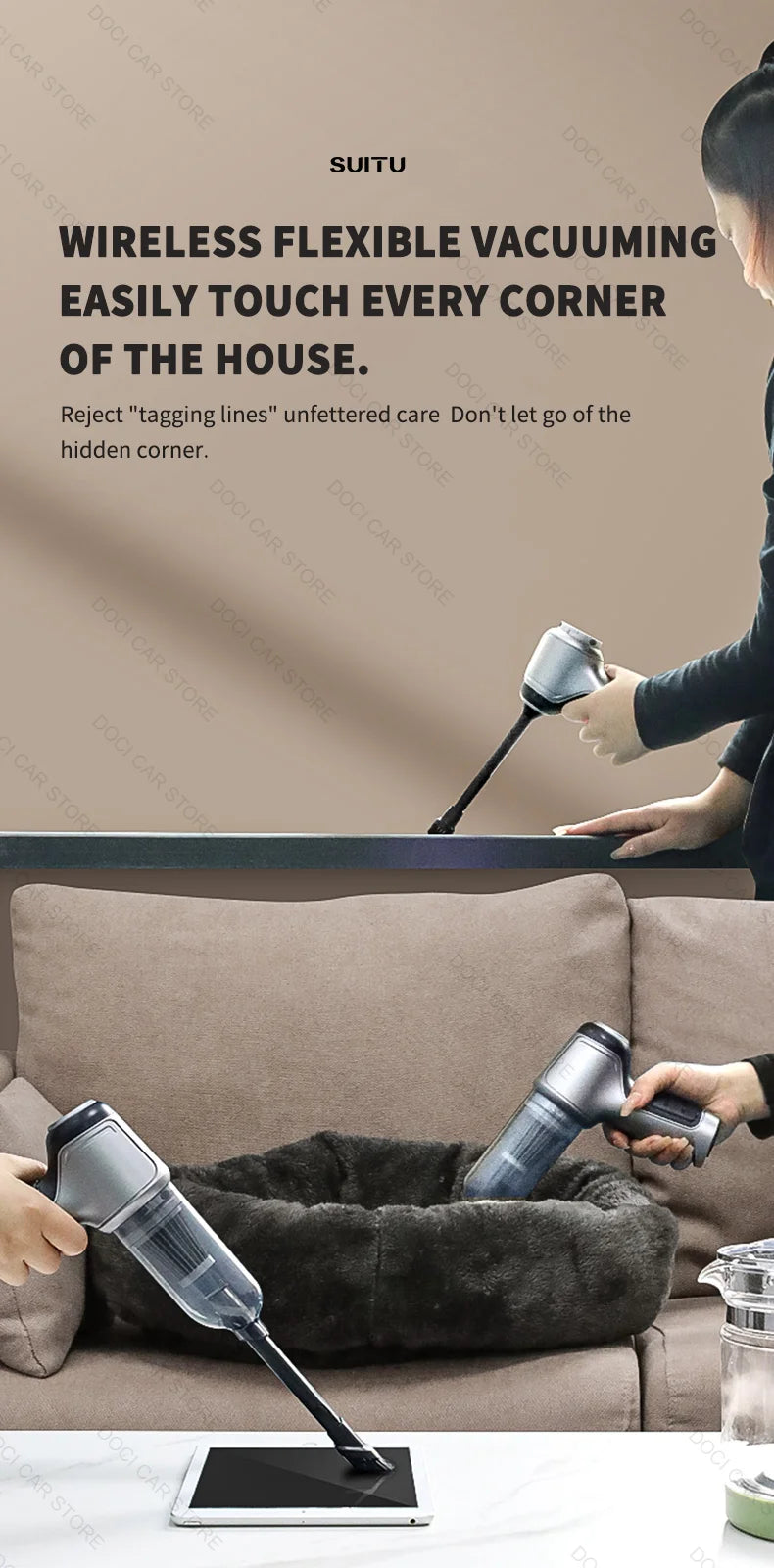 95000PA Home Appliance Car Vacuum Cleaner Wireless Handheld Car Vacuum Vacuuming And Blow 2 IN 1 Portable Strong Suction Cleaner