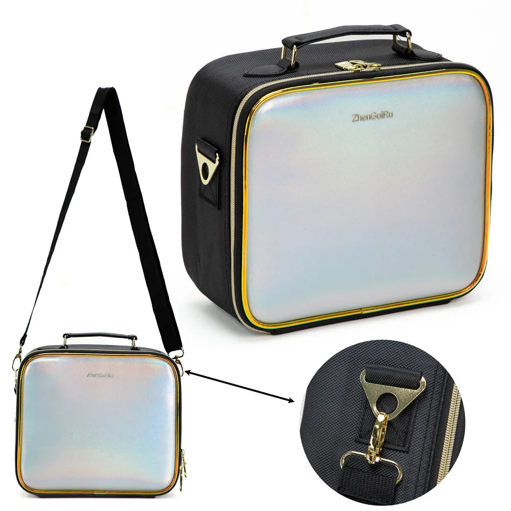PU Leather Makeup Bag with Mirror 2024 New Leather Multi-Functional Women Cosmetic Case Large Capacity Water-resistant Bag