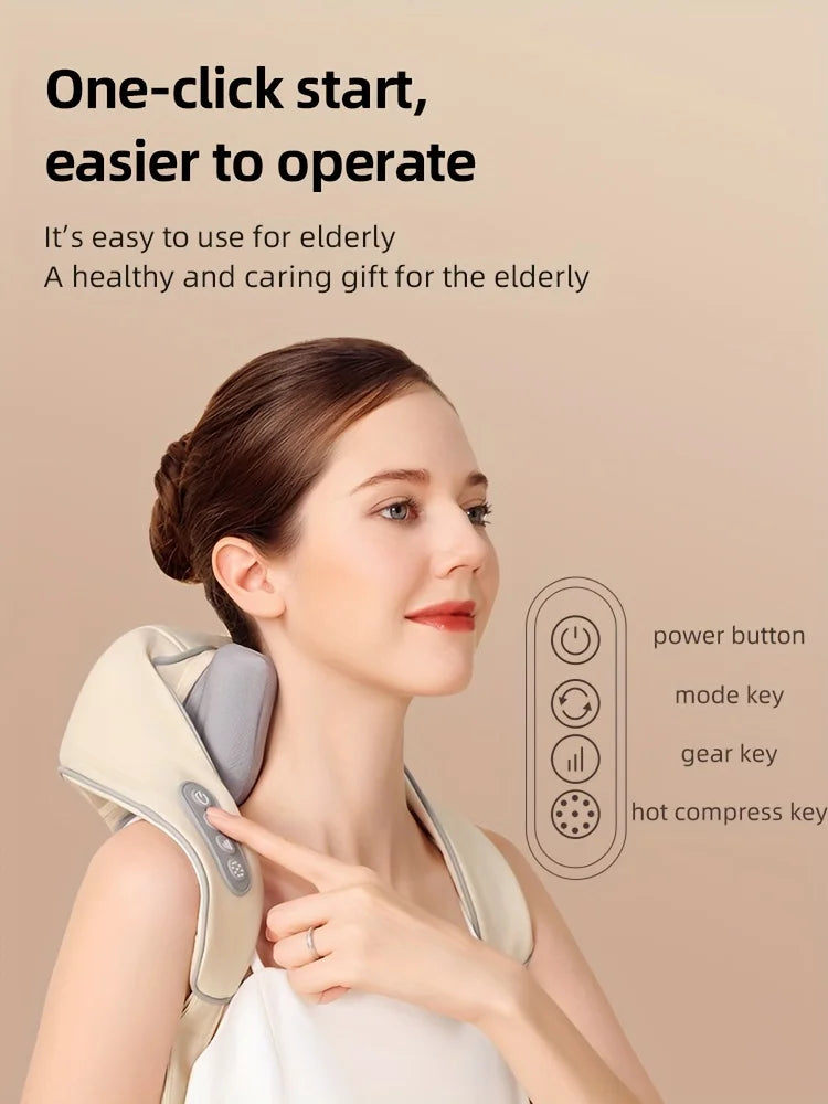 Electric Heat Neck Massage Shawl Shiatsu Kneading Cervical Spine Massager Car Home Back Shoulder Neck Trapezius Muscle Massager