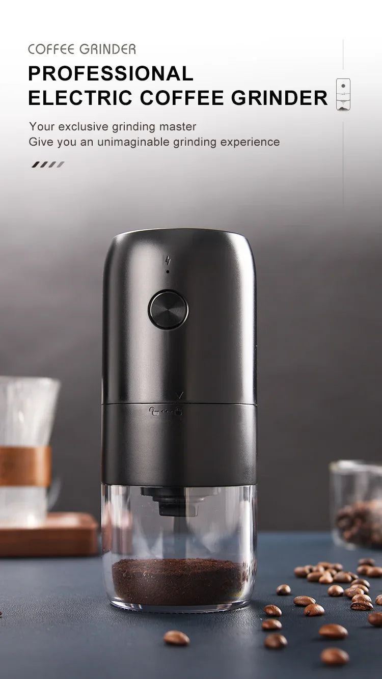 New Professional Portable Electric Coffee Grinder 1800mAh Strong Power Fast Bean Grinding Charging Low Noise Powder