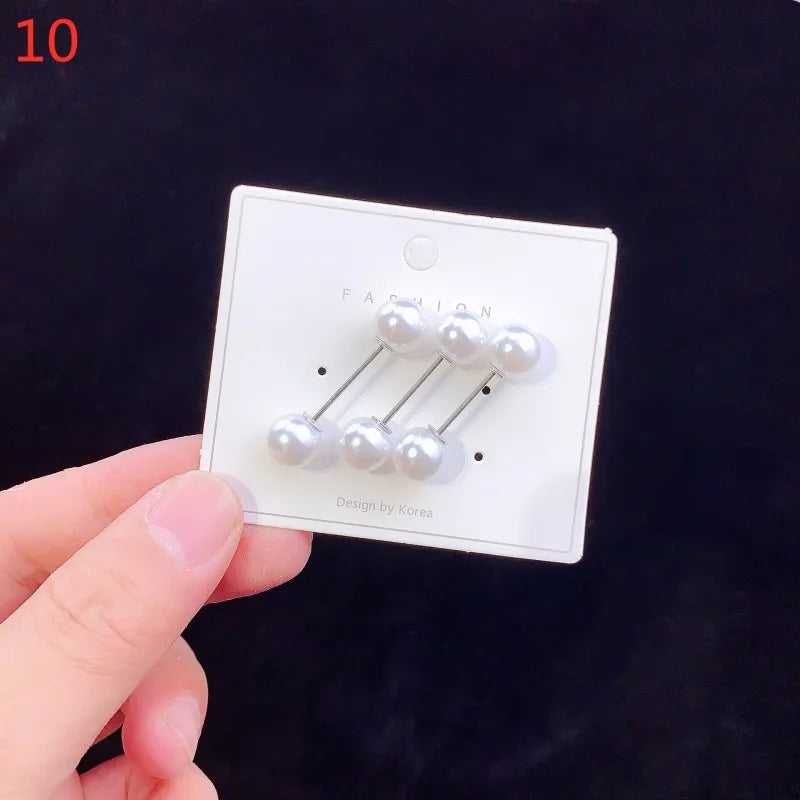 Pearl Brooches Set Waist Buckle Cardigan Jeans Button Brooch Pins Women Sweater Coat Anti Fall Pearls Clothes Pin Decoration