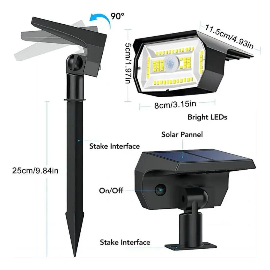 72/68 LED Solar Landscape Lights Outdoor IP65 Waterproof Solar Light with 3 Modes Solar Garden Spotlight for Yard Lawn Walkway