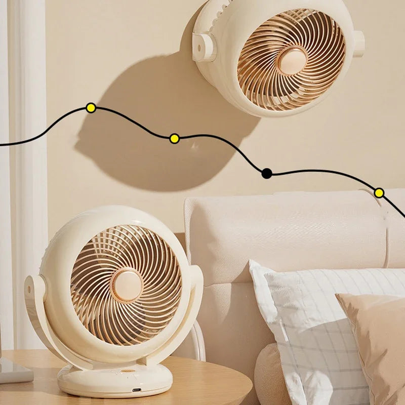 Mini Portable Fan Desktop Electric Fan Rotation Adjustable Angle Quiet Rechargeable Wireless Fan For Room Home Office Camping