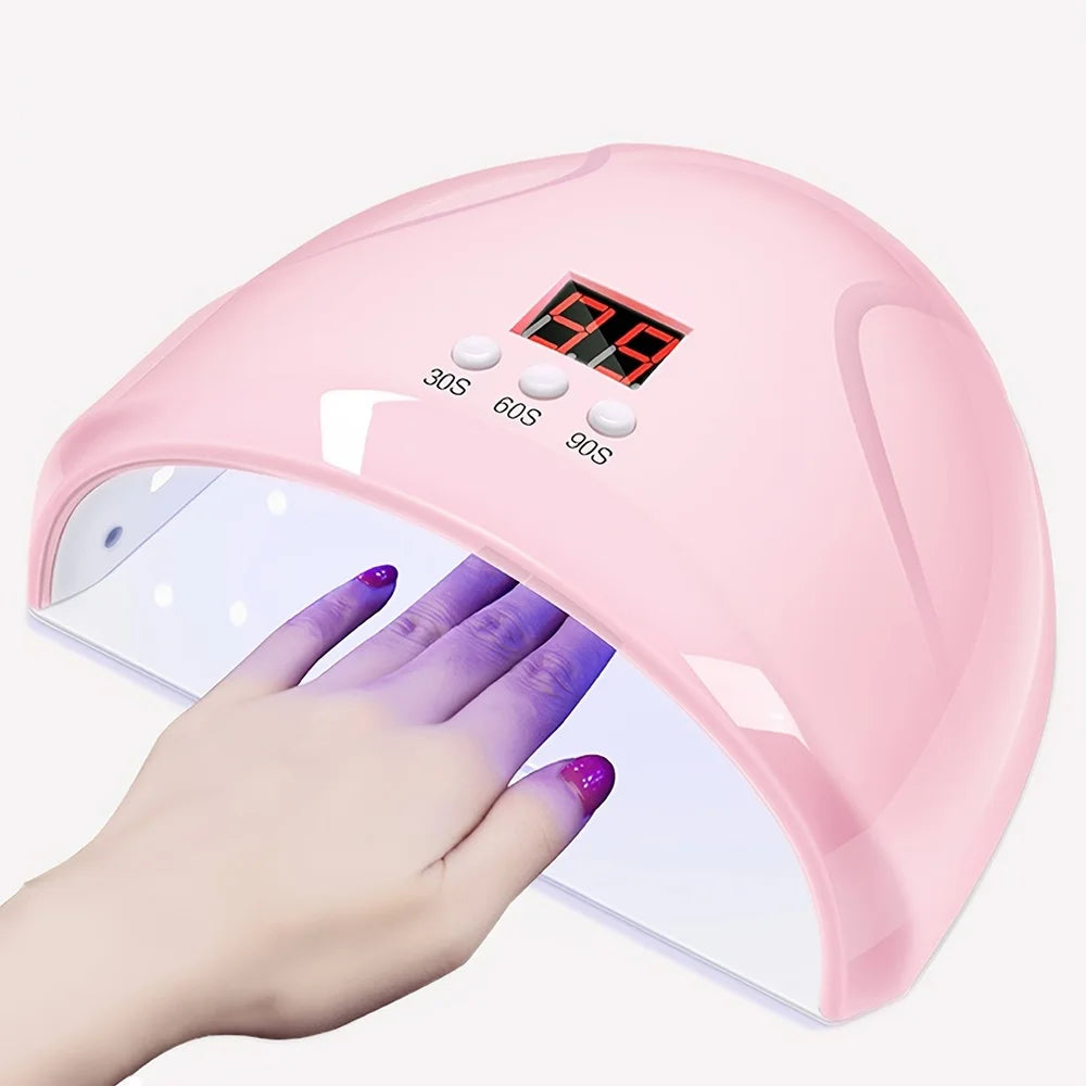 YIKOOLIN 46-Piece Essential Manicure Tool Set With LED UV Nail Lamp Gel Curing Machine Electric Nail File Drill Manicure Tools