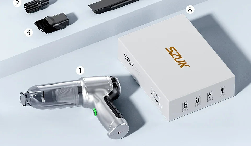 SZUK 638000Pa Mini Vacuum Cleaner New Portable Car Vacuum Cleaner Powerful Handheld Wireless Cleaner with One Click Dust Removal