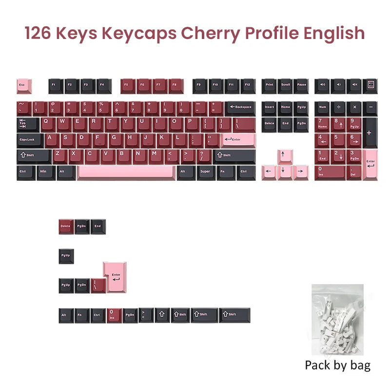 USLION 126 Keys Cherry Profile Keycaps ISO Layout Minimalist PBT Key Caps for Gaming Mechanical Keyboard GMK87 GMK67 AULA 75