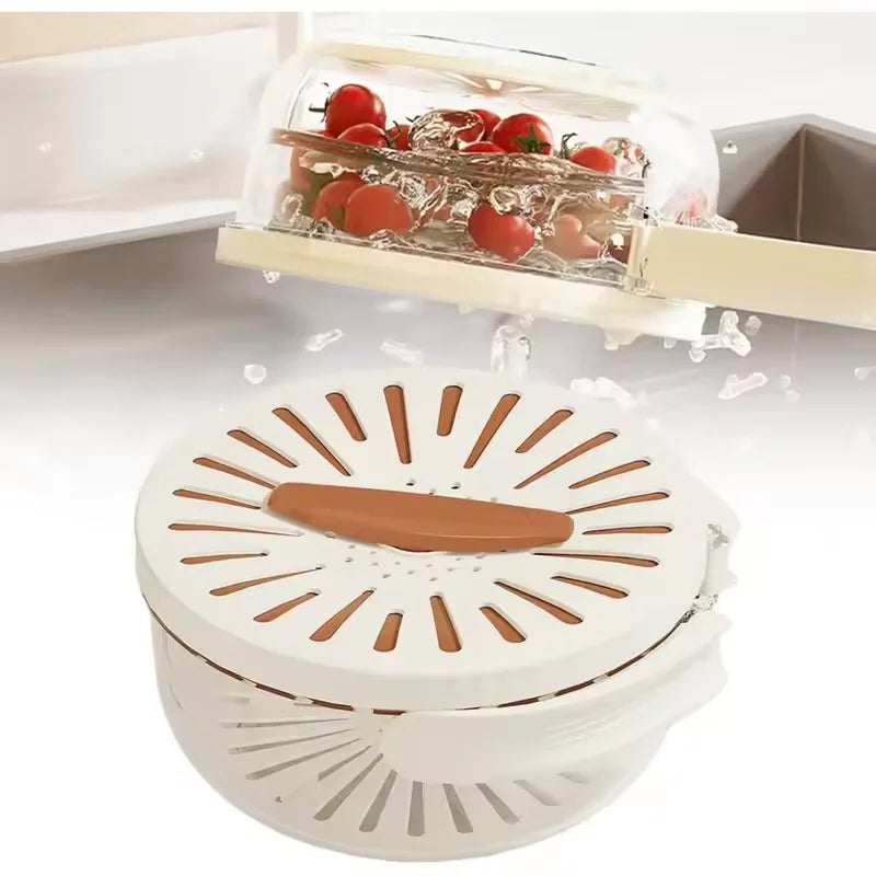 Kitchen Colander Storage Basket Multifunctional Fruit Vegetable Washing Bowl with Strainer Lid And Handle Fruit Storage Containe